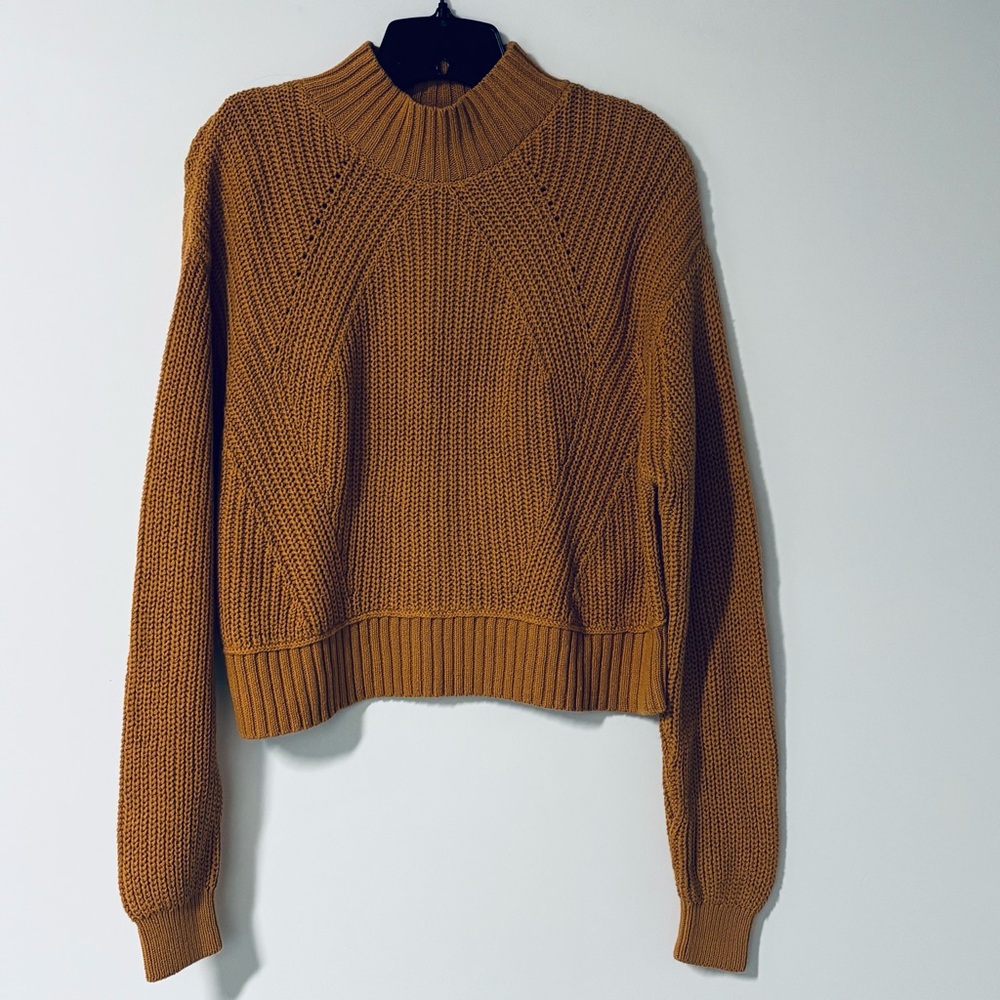 Aeropostale Crop Gold Mock Neck Sweater size S